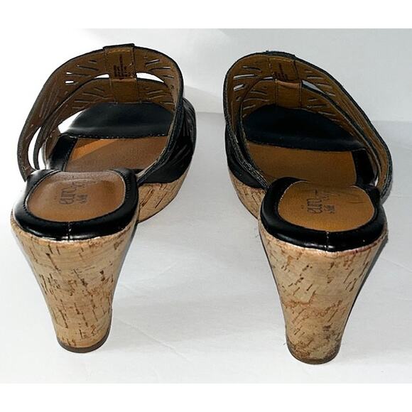 Eurosoft by Sofft Size 9M Black Leather Upper Cork Bottom Square 3" Heel Pumps - Picture 3 of 7